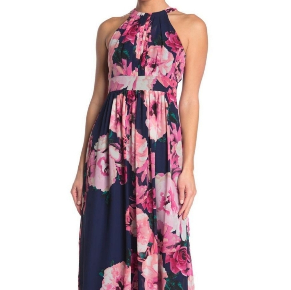 NWT Eliza J Floral halter Maxi Dress, size 12